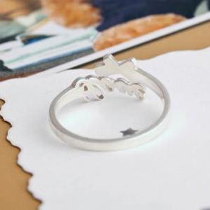 925 Silver Love Ring Open Adjustable Size Wrap..